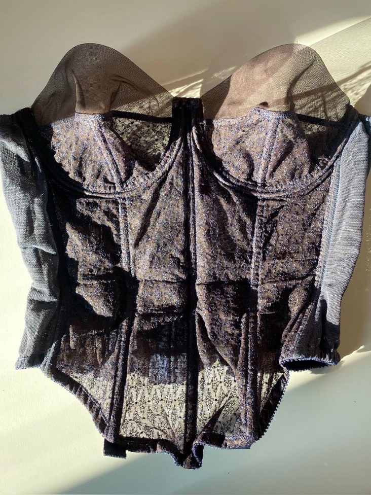 Vintage 1950s Warner's Original Cinch Bra, Black Embroidered Corset, Size 36 37